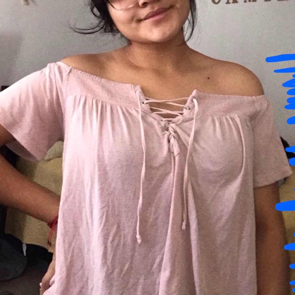 Light Pink Off the Shoulder Top